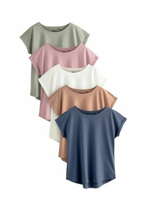 Next PETITE FIT - SLEEVE 5 PACK - Osnovna majica kratkih rukava - ecru taupe brown blue yellow