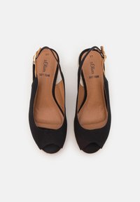 Dámské černé otevřené sandály s páskem na patě, s měkkými pěnovými vložkami v béžové barvě a zlatými sponami, velikost 37.