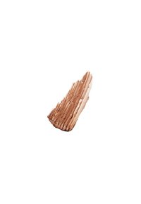 Échantillon de maquillage brun crémeux avec une texture lisse et légèrement brillante, présentant un motif de coups de pinceau linéaires et des sous-tons chauds.