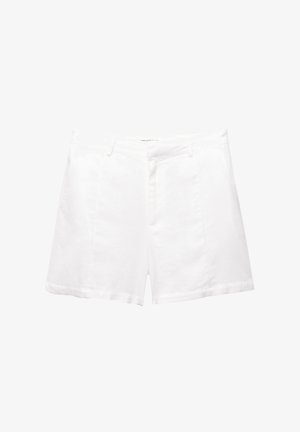 Witte katoenen shorts met een tailor-made snit, voorzien van zijzakken, een ritssluiting en een flat waistband. Gladde textuur, geen zichtbare patronen.