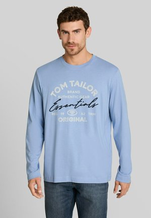 TOM TAILOR, T-SHIRT LANGARMSHIRT MIT LOGO PRINT - Long sleeved top - pale blue