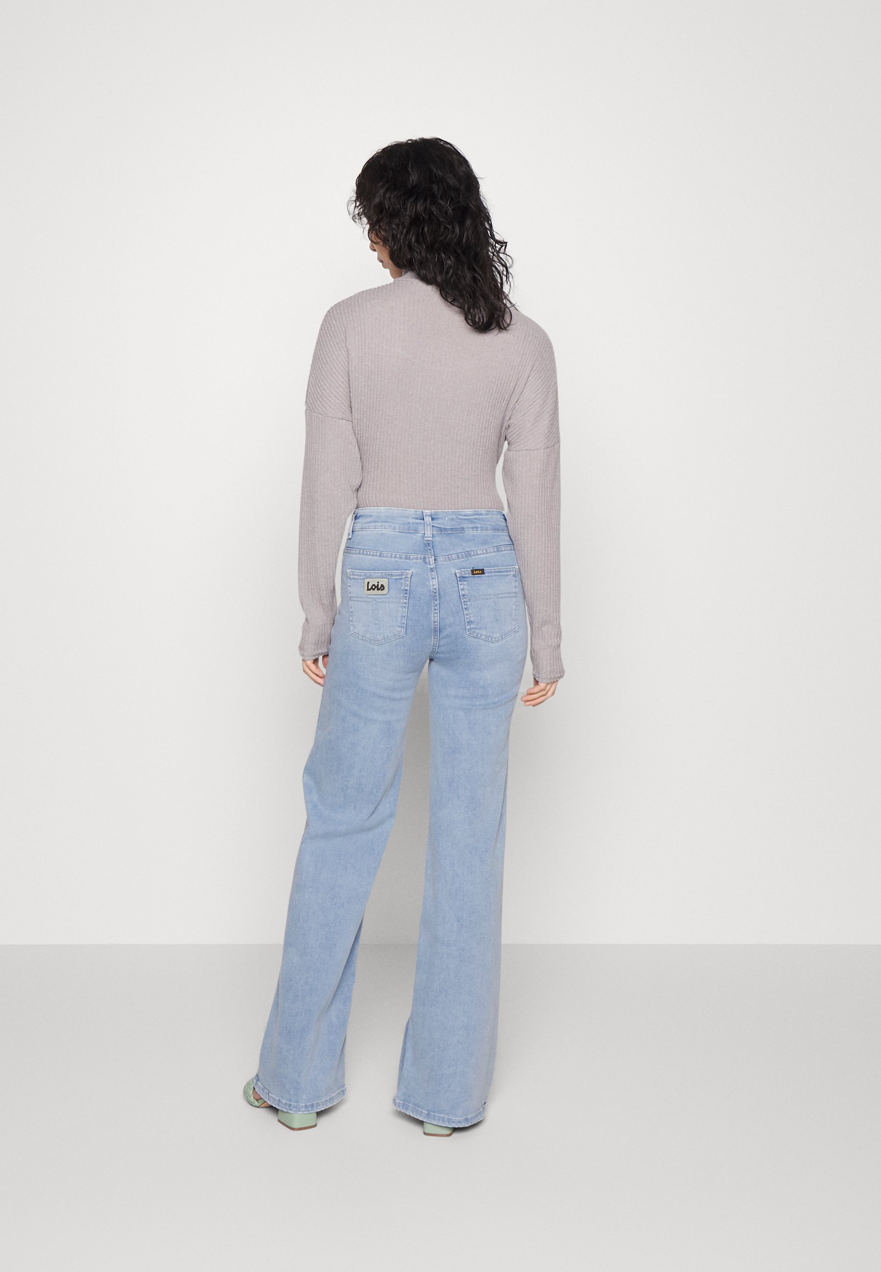 LOIS Jeans PALAZZO - Bootcut jeans - cross hatch blue/light-blue denim -  Zalando.de