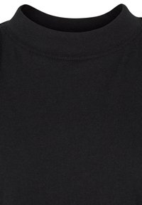 Schwarzer Rollkragenpullover aus glattem Baumwollgewebe, mit figurnahen Schnitt und hohem Kragen ohne zusätzliche Details oder Muster.