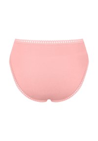 Ανοιχτό ροζ βαμβακερό σλιπ με απαλό ύφασμα και διακοσμητική δαντέλα στη μέση, με σχέδιο πλήρους κάλυψης.