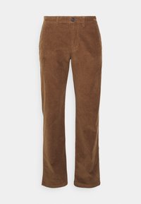 Bruna manchesterbyxor i rak passform med subtil textur och knappstängning framtill samt bälteslingor.