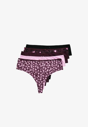 Ulla Popken, 5 PACK OF THONGS- PRINTED - Thong - dark plum