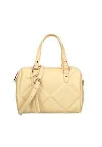 Borsa a tracolla in eco-pelle gialla trapuntata con due manici e spallacci removibili. Caratterizzata da dettagli in metallo dorato e chiusura con zip.