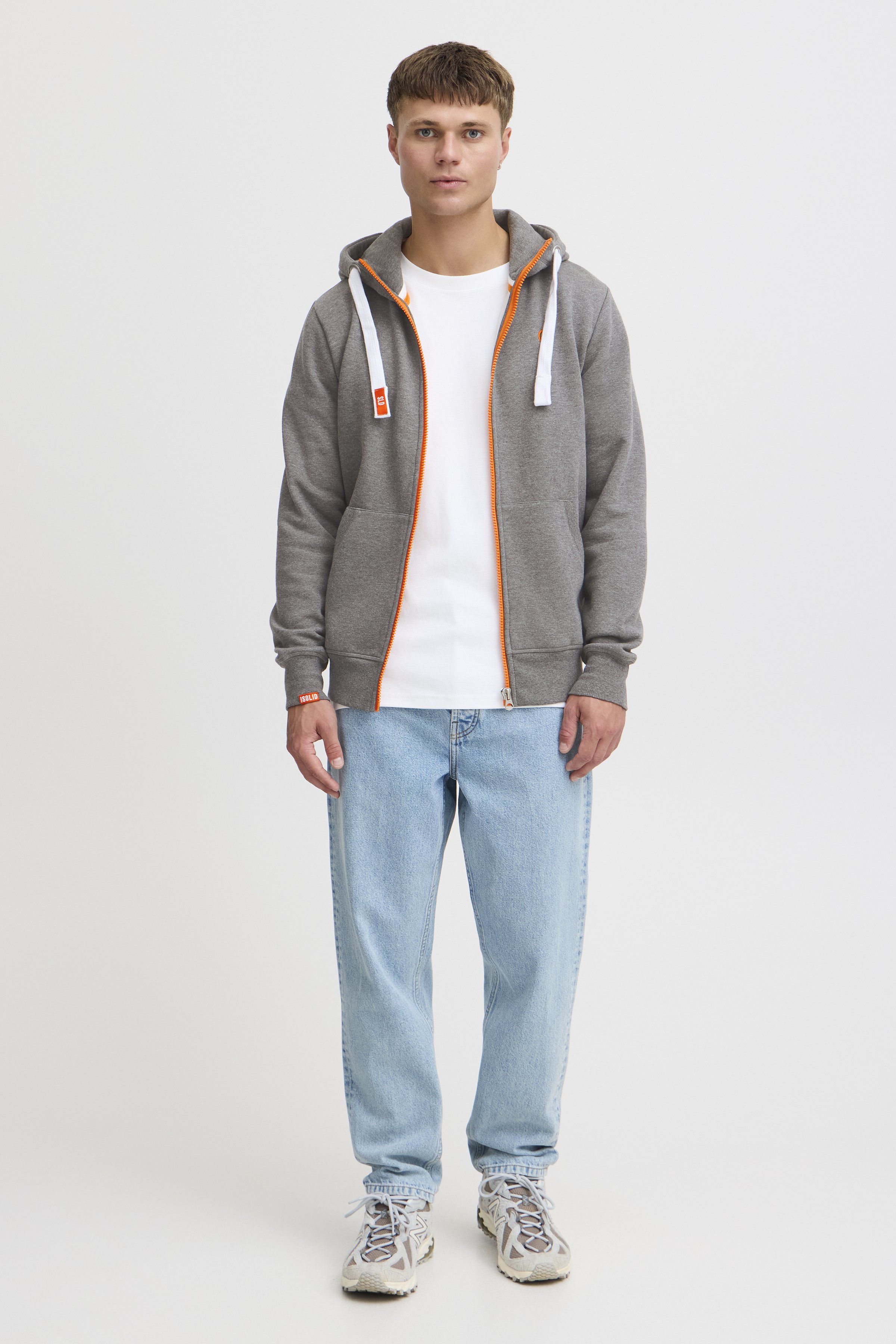Solid SDBENN - Zip-up sweatshirt - grey melange/gold-coloured