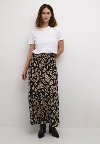 Kaffe Gonna lunga - black sand leo print