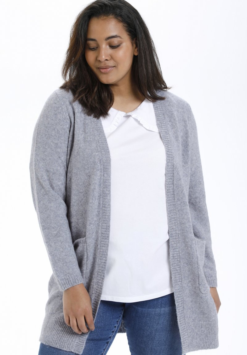 Damen Strickjacken | Kaffe Curve Strickjacke tradewinds melange/grau-meliert - RD74967 Damen Strickjacken | Kaffe Curve Strickjacke tradewinds melange/grau-meliert - RD74967