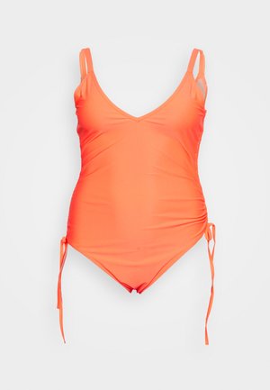 NICOLA GATHERED SIDE PLUNGE SWIMSUIT CURVE - Swimsuit - coral