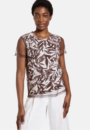 AUS SOFTEM - Triko s potiskem - off-white braun