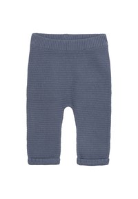 Graue, gerippte Strickleggings mit einem dehnbaren Bund und umgeschlagenen Säumen, die eine strukturierte Oberfläche und eine cropped Länge aufweisen.