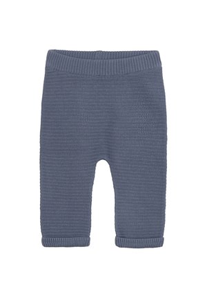 Graue, gerippte Strickleggings mit einem dehnbaren Bund und umgeschlagenen Säumen, die eine strukturierte Oberfläche und eine cropped Länge aufweisen.