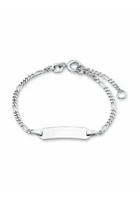 Silverarmband med en platt, gravyrplatta och kedjedesign. Har en kräftklous och en justerbar förlängningskedja för storlek.