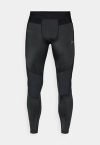 Svarta träningsleggings med en åtsittande design, som har en slät yta, nätinslag samt kontrasterande matta och glänsande paneler.