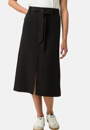 MIDI MIT SCHLITZ - A-line skirt - black beauty