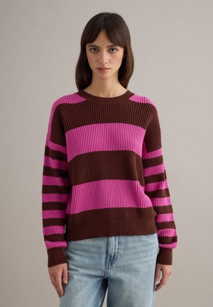 STRIPED CREW NECK IN REGULAR FIT  - Jersey de punto - brown pink