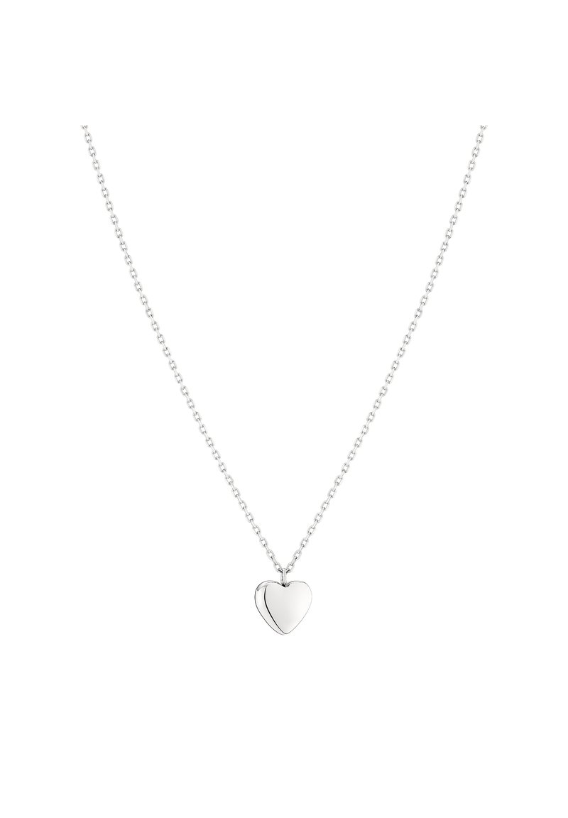 Zilveren harthanger aan een delicate ketting. Het hart is glad en glanzend, met een eenvoudig, minimalistisch ontwerp.