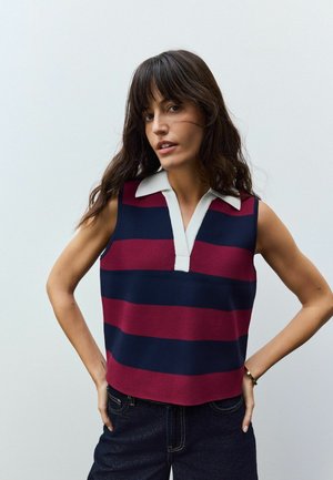 REGULAR FIT SMART SLEEVELESS - Polo shirt - burgundy red stripe