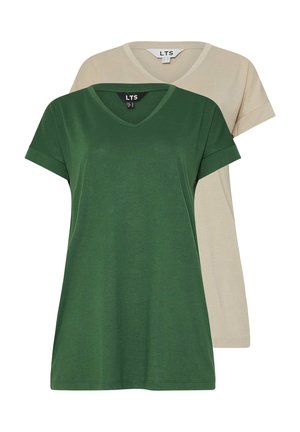 2 PACK V-NECK - Basic T-shirt - green