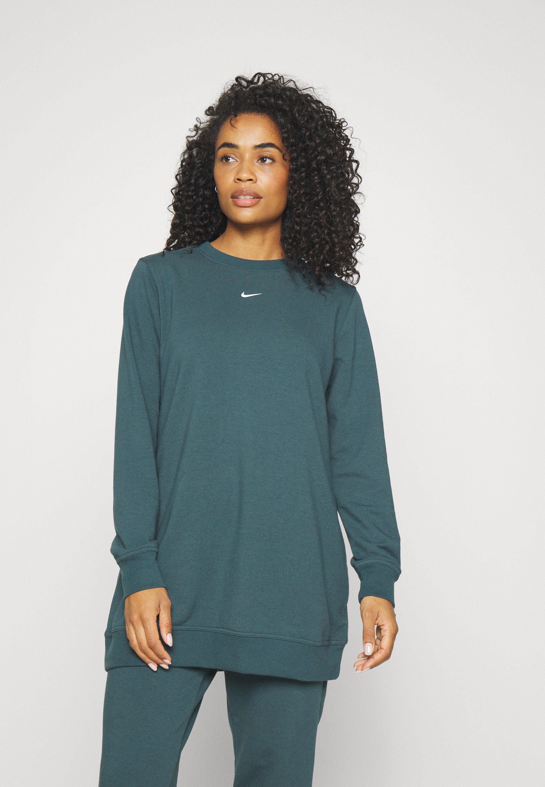 Nike Performance ONE CREW TUNIC - Sweatshirt - deep jungle/white