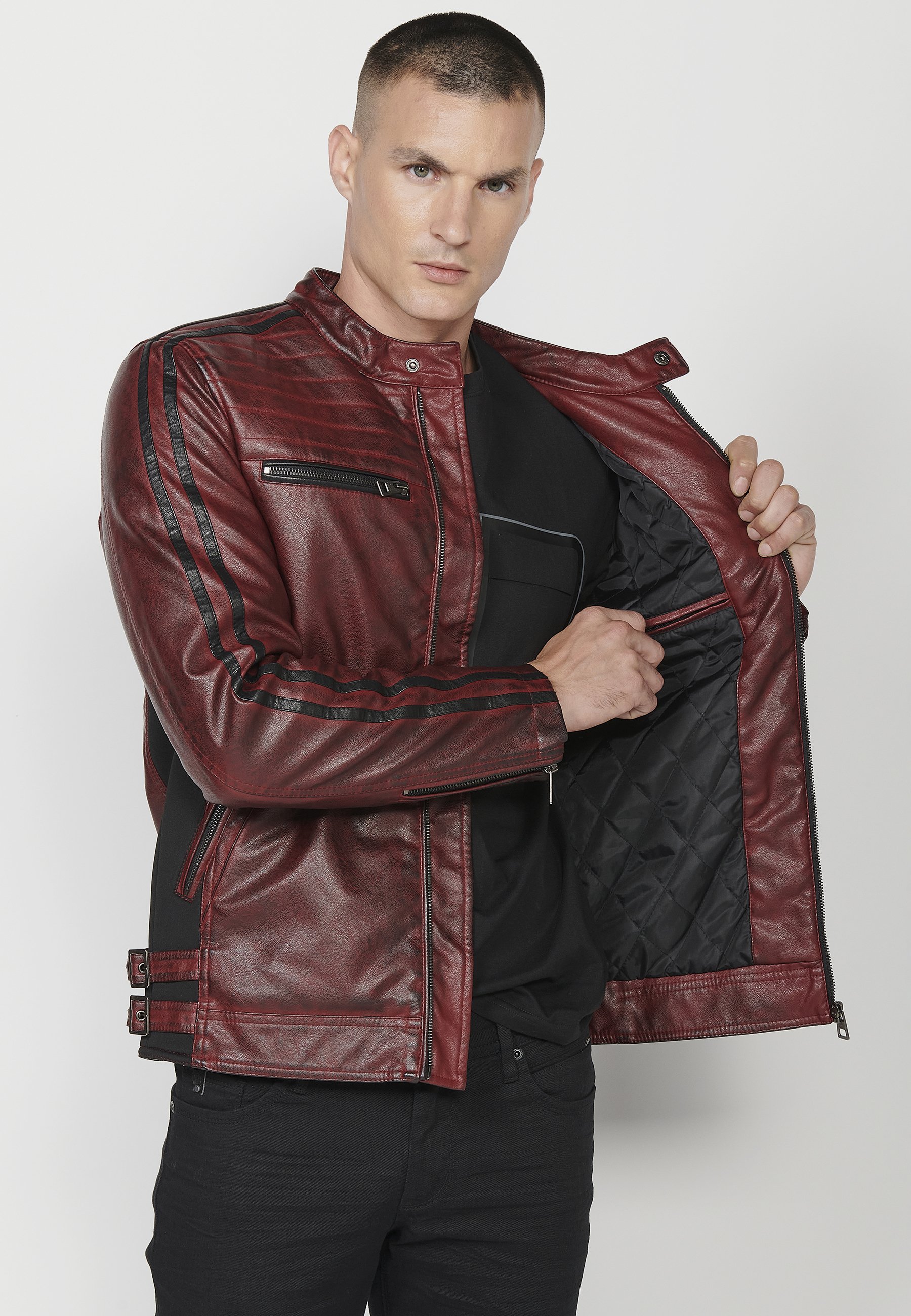 Koroshi EFFECT - Faux leather jacket - rojo red/bordeaux - Zalando