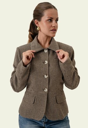 BY IC, MILLIEIC - Яке от изкуствена кожа - brown checks