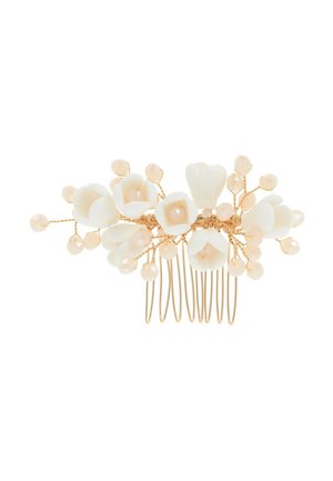 HAIRCOMB WITH CERAMIC FLOWERS - Accessori capelli - white gold-coloured