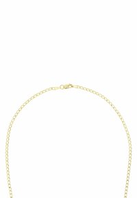 Guldmetallkedja med små runda länkar, försedd med en hänglåsack. Enkel och stilren design. Lätt glansig finish.