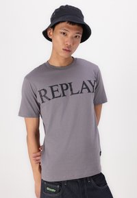 Replay T-shirt con stampa - lead grey