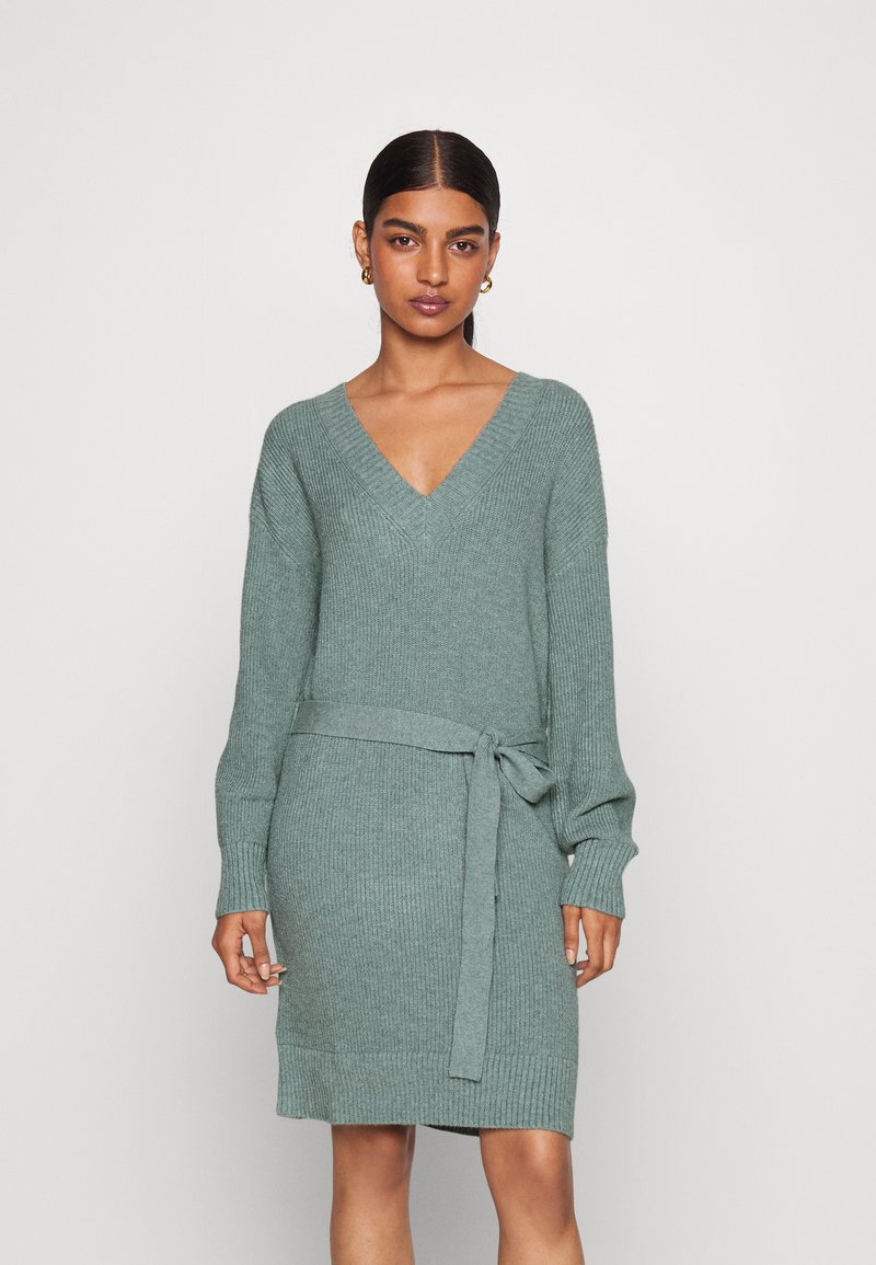 VILA Petite VIRIL V NECK BELT DRESS Jumper dress Laurel wreath