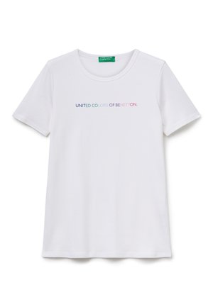 United Colors of Benetton WITH GLITTER PRINT LOGO - T-shirt print - white