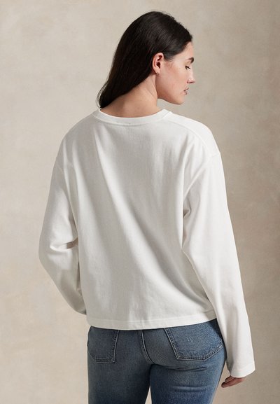 Polo Ralph Lauren CROPPED COTTON JERSEY LONG SLEEVE TEE - Hosszú ujjú felső - white
