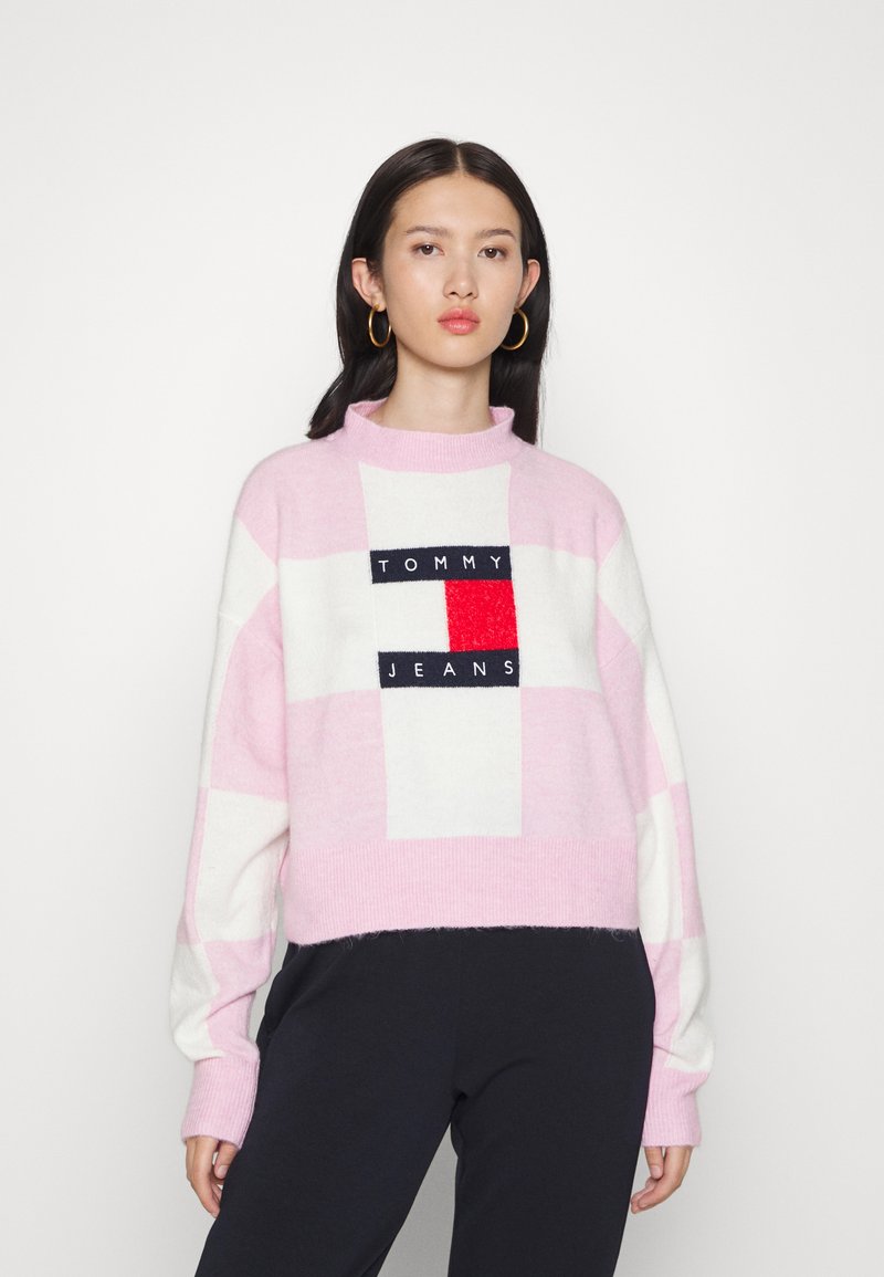 Tommy Jeans CHECKER FLAG SWEATER Maglione pink/fuxia Zalando.it