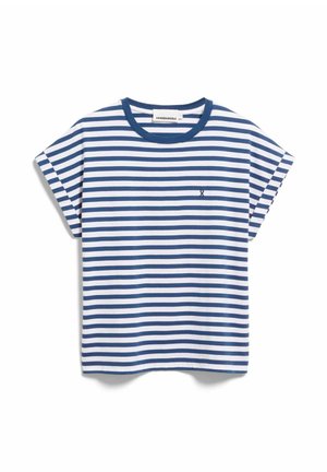 ARMEDANGELS, IDAARA STRIPE - T-shirt imprimé - white-lapis blue