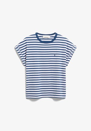 ARMEDANGELS, IDAARA STRIPE - T-Shirt print - white-lapis blue