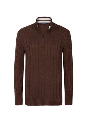 CABLE HALF ZIP - Jumper - brown
