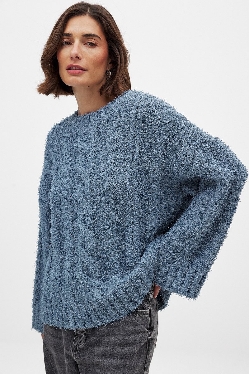 NA-KD CABLE  - Stickad tröja - blue