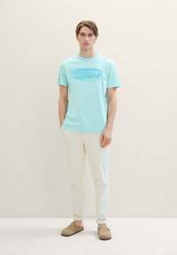 TOM TAILOR MIT TEXT - T-shirt print - caribbean turquoise