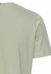 Lichtgroene t-shirt met een ronde hals en korte mouwen. Gemaakt van zachte stof, met een gladde textuur en een minimalistisch ontwerp.