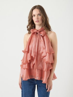 YASELOISE SHINY HALTER NECK - Pusero - terra cotta