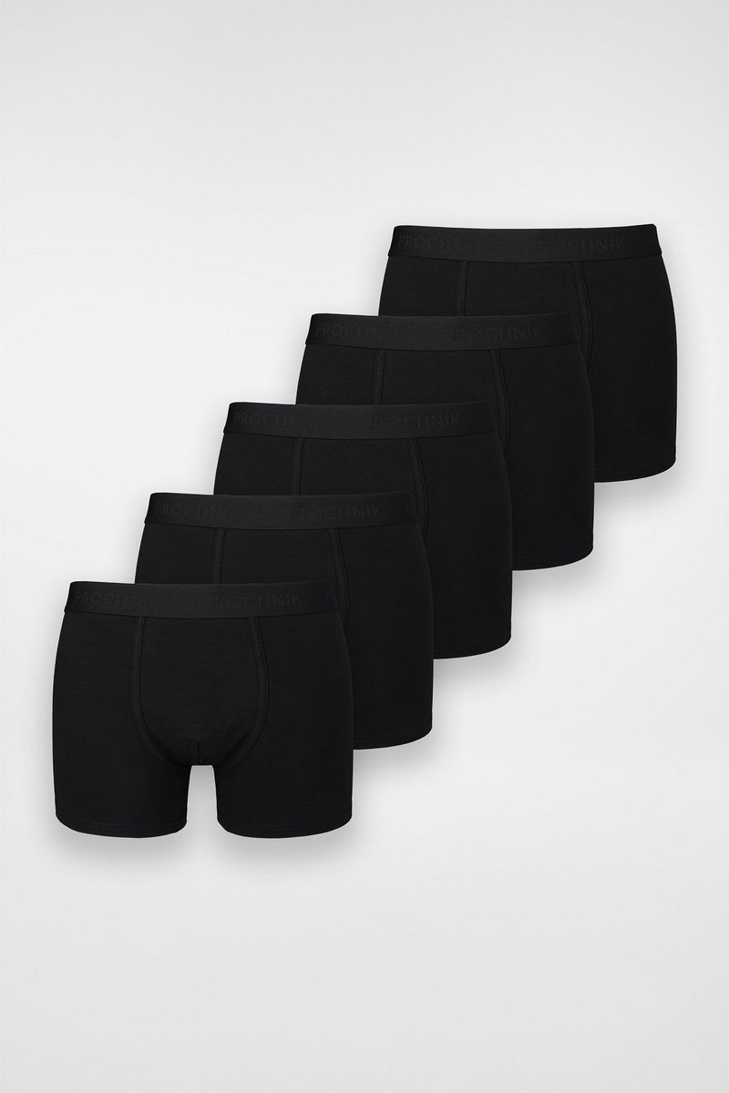 Czarne bawełniane bokserki, zestaw pięciu sztuk, z miękkim elastycznym paskiem wlogo, klasyczny krój i gładka faktura.