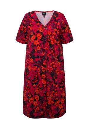 Ulla Popken PRINT - Jerseykjole - magnolia red
