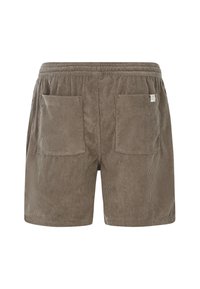 Olivegrønne corduroy shorts med ribbet tekstur, der har elastisk talje og to baglommer. Designet med en afslappet pasform.