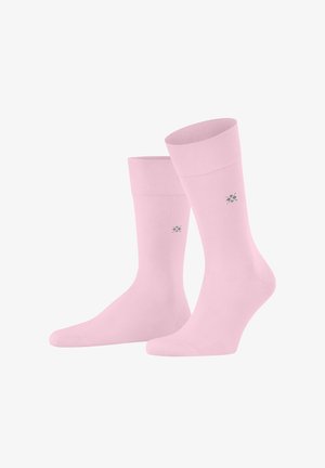 Paar hellrosa Knöchelsocken mit kleinem grauem Logo an der Seite, vor weißem Hintergrund präsentiert.