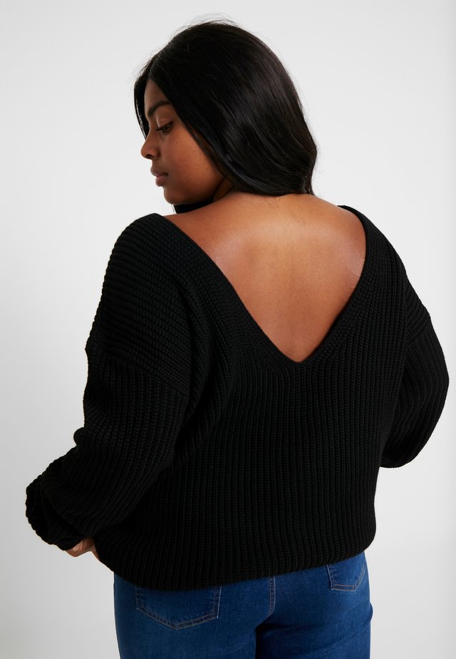 BACK VNECK - Jumper - black