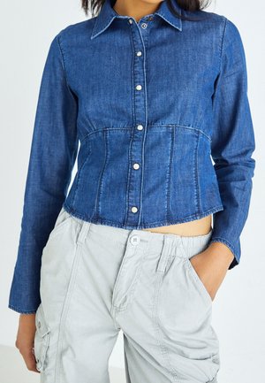 Button-down blouse - blue denim