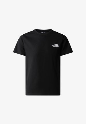 Tricou negru din bumbac cu mâneci scurte, guler rotund și un logo alb pe partea stângă a pieptului. Textură netedă, croială clasică.