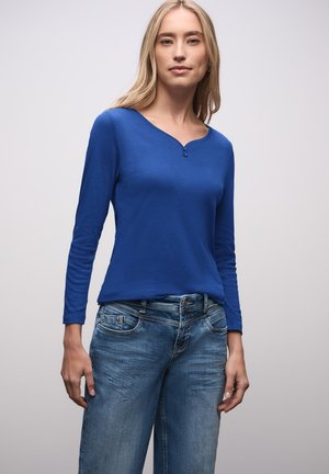 BASIC MIT KNOPFDETAIL - Langarmshirt - blau